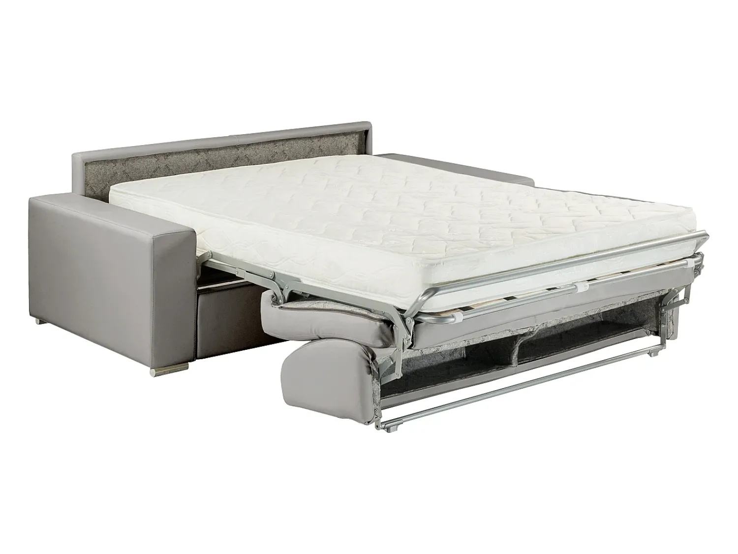 Sofá*Vente-unique Sofá cama 4 lugares pele sintética colchão de 18 cm EMIR Cinzento