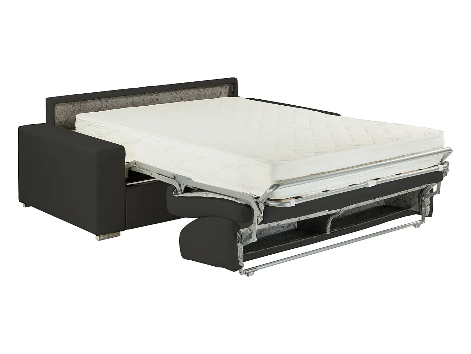 Sofá*Vente-unique Sofá cama 4 lugares pele sintética colchão de 22 cm EMIR Preto