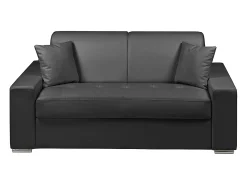 Sofá*Vente-unique Sofá cama 2 lugares pele sintética colchão de 14 cm EMIR Preto