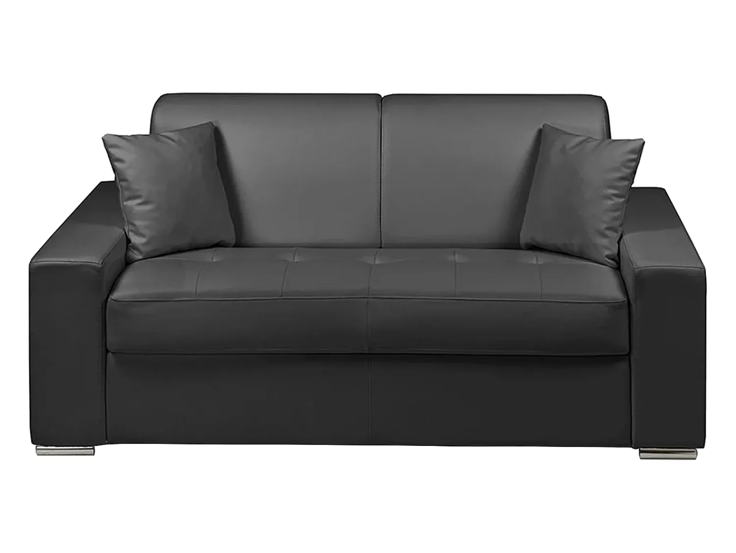Sofá*Vente-unique Sofá cama 2 lugares pele sintética colchão de 14 cm EMIR Preto