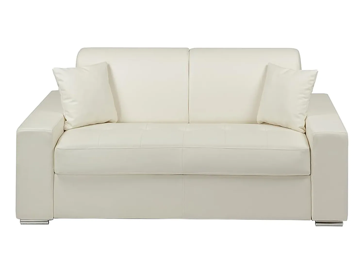 Sofá|Vente-unique Sofá cama 2 lugares pele sintética colchão de 18 cm EMIR Branco