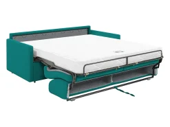 Sofá*Vente-unique Sofá cama 4 lugares rapidamente convertível em tecido Cinza CALIFE Azul turquesa