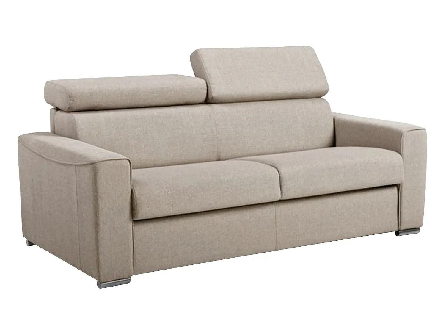 Sofá*Vente-unique Sofá cama 3 lugares rapidamente convertível 18 cm tecido cinzento VIZIR Bege