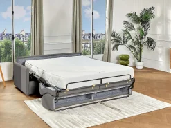 Discount Vente-unique Sofá cama 2 lugares rapidamente convertível 22 cm tecido cinzento CALIFE Cinzento claro