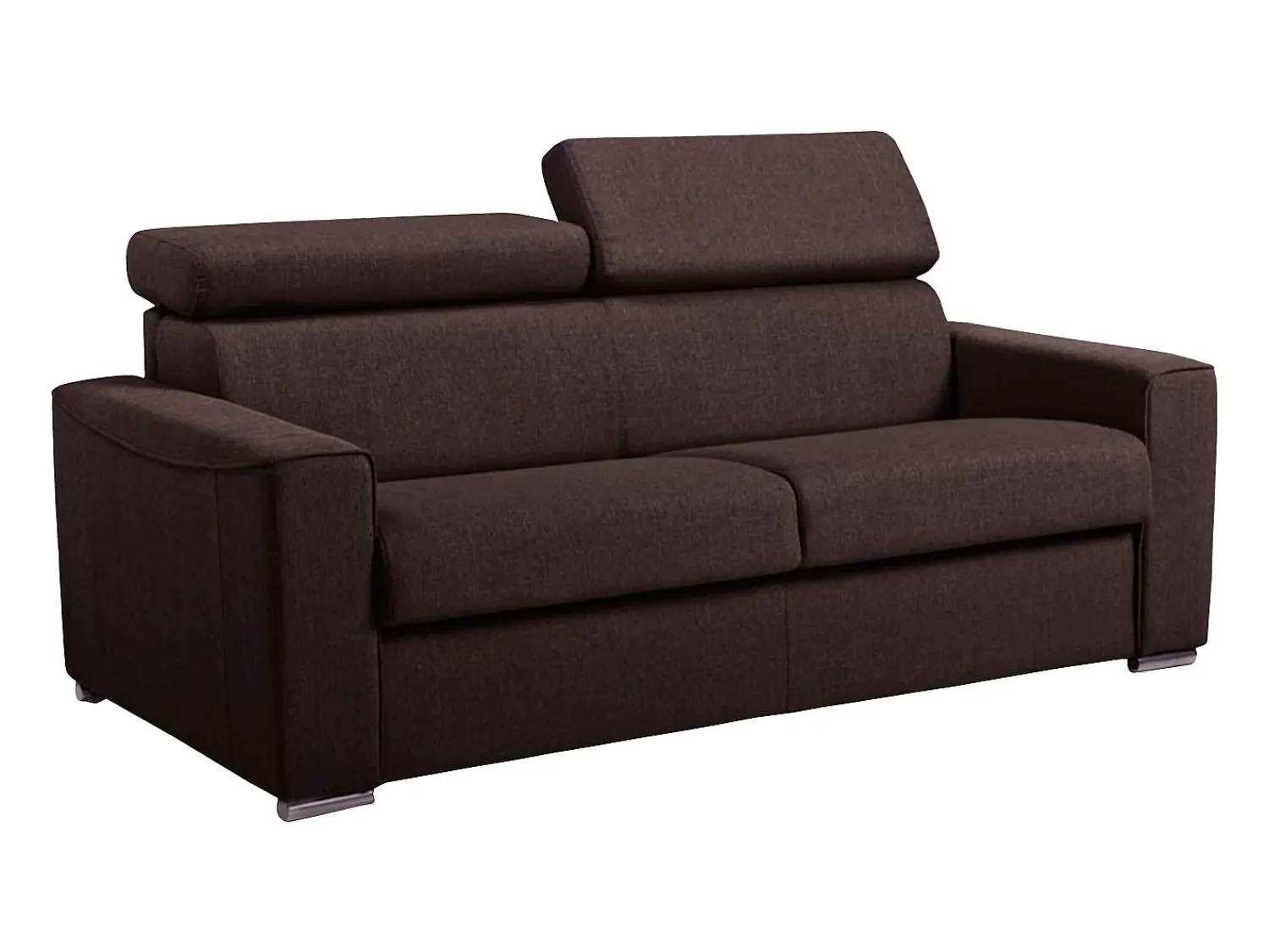 Sale Vente-unique Sofá cama 3 lugares rapidamente convertível 18 cm tecido cinzento VIZIR Castanho chocolate