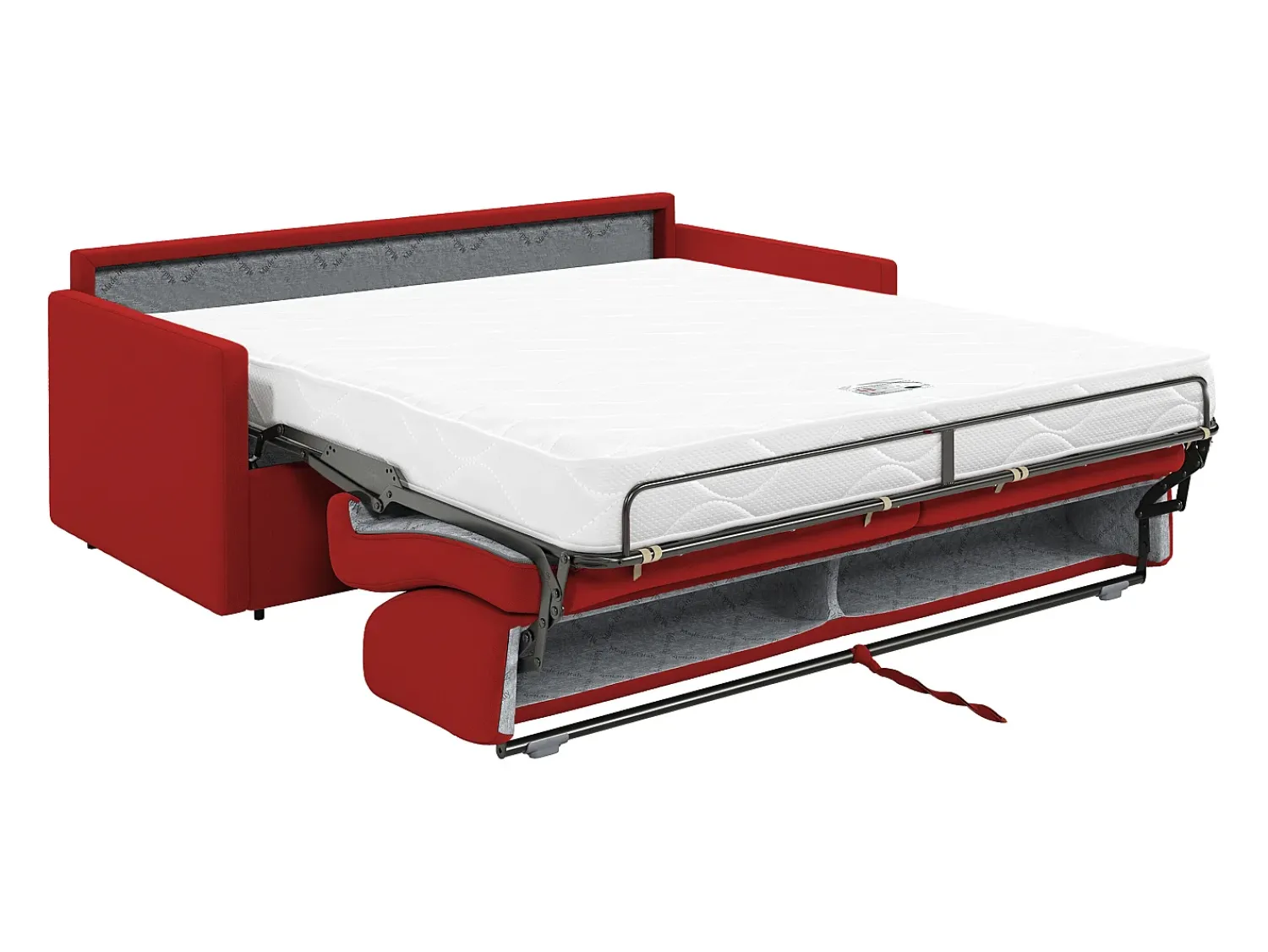 Best Vente-unique Sofá cama 4 lugares rapidamente convertível em tecido Cinza CALIFE Vermelho