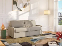 Sofá|Vente-unique Sofá cama 2 lugares rapidamente convertível 22 cm tecido cinzento CALIFE Bege