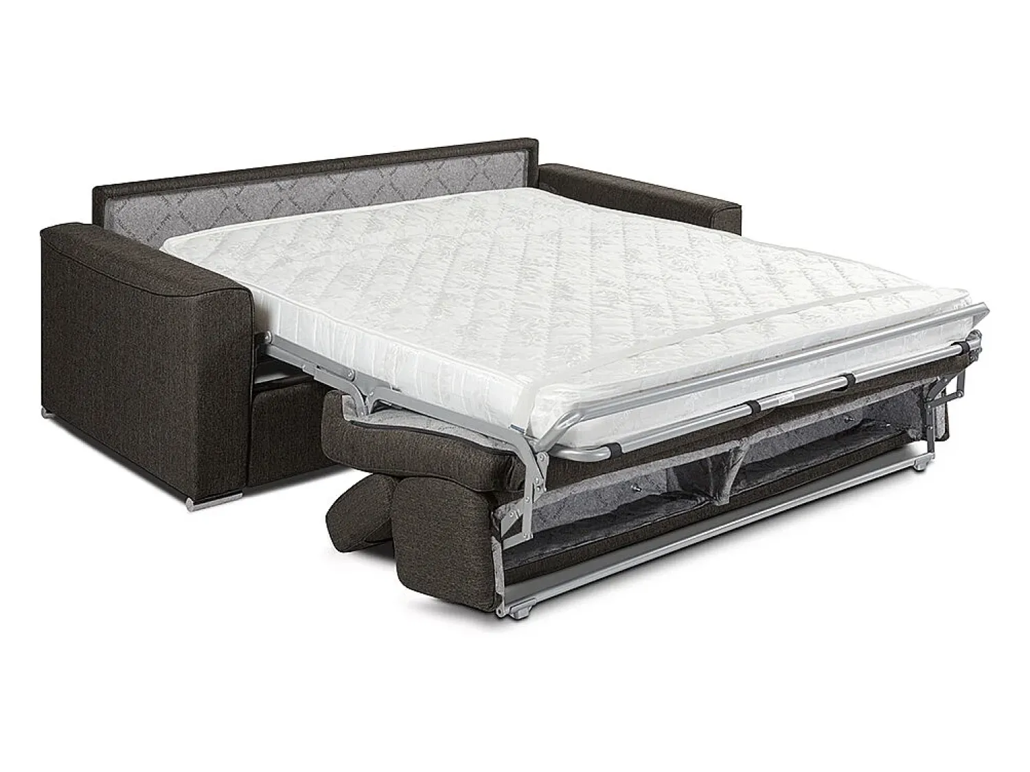Vente-unique Sofá cama 4 lugares rapidamente convertível em tecido cinzento VIZIR^ Sofá