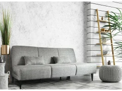Hot Dmora Sofá cama Dfavill, Sofá cama de tecido, Sofá cama com abertura click-clack, Sofá cama com almofadas, 190x70h80 cm, Cinza Cinzento