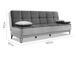 Online Dmora Sofá cama Dfortin, sofá cama de 3 lugares com pés de metal preto, Sofá da sala em tecido acolchoado com abertura click-clack, 190x87h97 cm, Cinza Cinzento