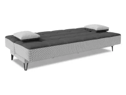 Online Dmora Sofá cama Dfortin, sofá cama de 3 lugares com pés de metal preto, Sofá da sala em tecido acolchoado com abertura click-clack, 190x87h97 cm, Cinza Cinzento
