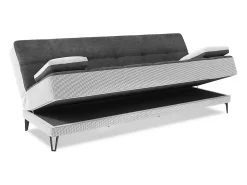 Online Dmora Sofá cama Dfortin, sofá cama de 3 lugares com pés de metal preto, Sofá da sala em tecido acolchoado com abertura click-clack, 190x87h97 cm, Cinza Cinzento