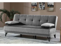 Online Dmora Sofá cama Dfortin, sofá cama de 3 lugares com pés de metal preto, Sofá da sala em tecido acolchoado com abertura click-clack, 190x87h97 cm, Cinza Cinzento