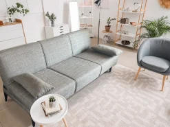 Dmora Sofá cama Hugo, Sofá cama de tecido, Sofá cama com abertura click-clack, Sofá cama com almofadas, 190x70h80 cm, Cinza^ Sofá