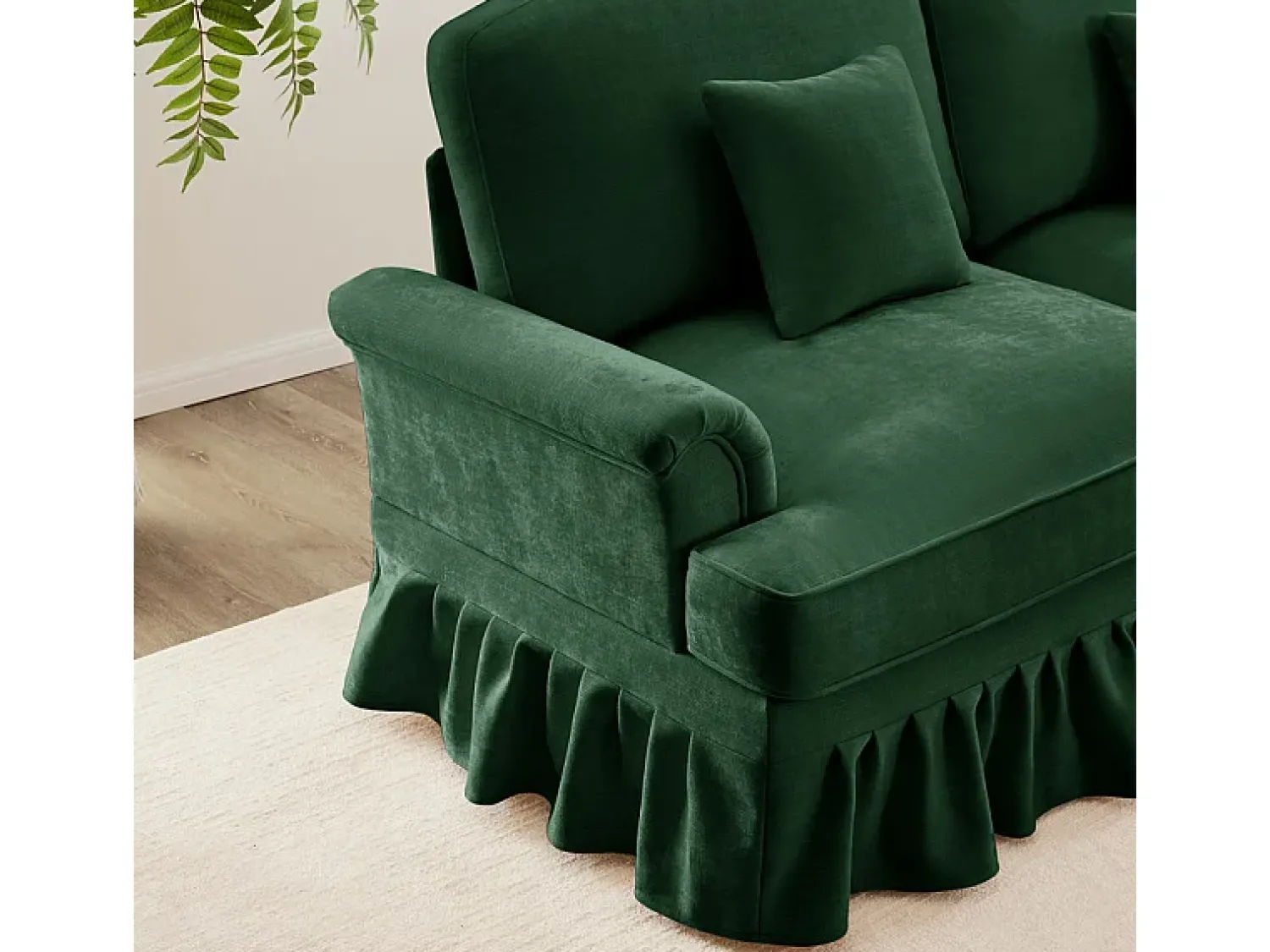 Online DripeX Sofá Cantinho Modular 4 Lugares em U - Chenille - Capa Removível e 2 Pufs - 350x140x93cm - Verde