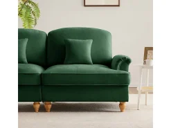 Online DripeX Sofá Cantinho Modular 4 Lugares em U - Chenille - Capa Removível e 2 Pufs - 350x140x93cm - Verde