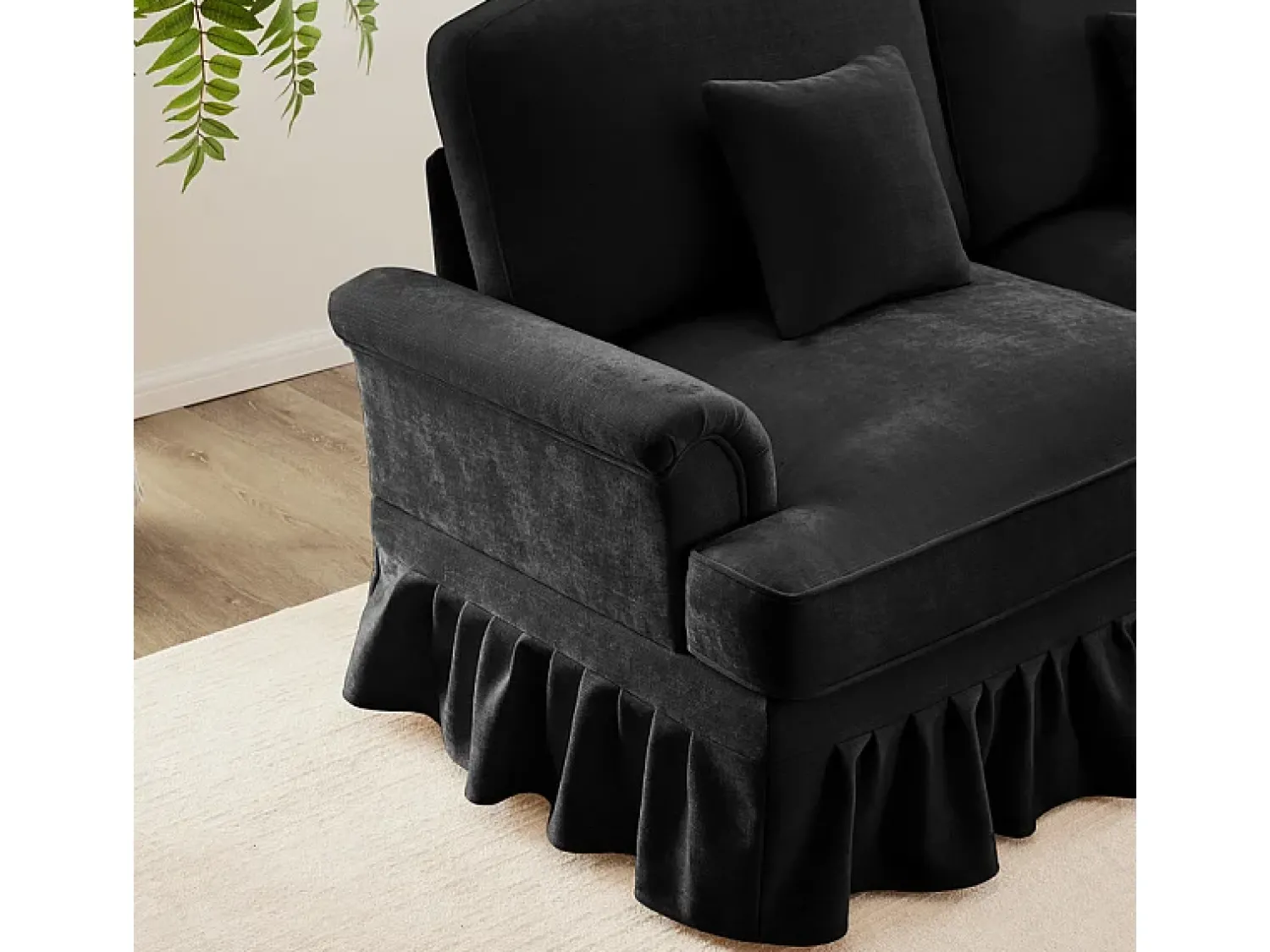New DripeX Sofá Cantinho Modular 4 Lugares em L - Chenille - Capa Removível e Puf - 350x140x93cm - Preto