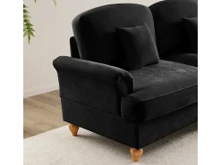 New DripeX Sofá Cantinho Modular 4 Lugares em L - Chenille - Capa Removível e Puf - 350x140x93cm - Preto
