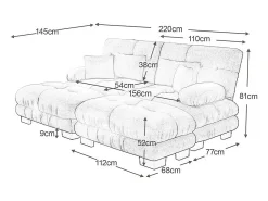 Sofá*DripeX Sofá canto 2 lugares + 2 puff - com 4 almofadas - tecido pelúcia - 220x145x81cm Rosa