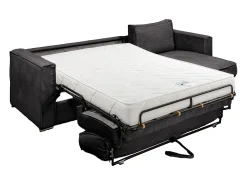 Vente-unique Sofá canto convert. abert. rápida veludo canelado cama 140cm e.18cm LORETO^ Sofá
