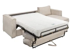 Hot Vente-unique Sofá canto convert. abert. ráp. veludo canelado cama 160cm esp. 18cm LORETO Bege