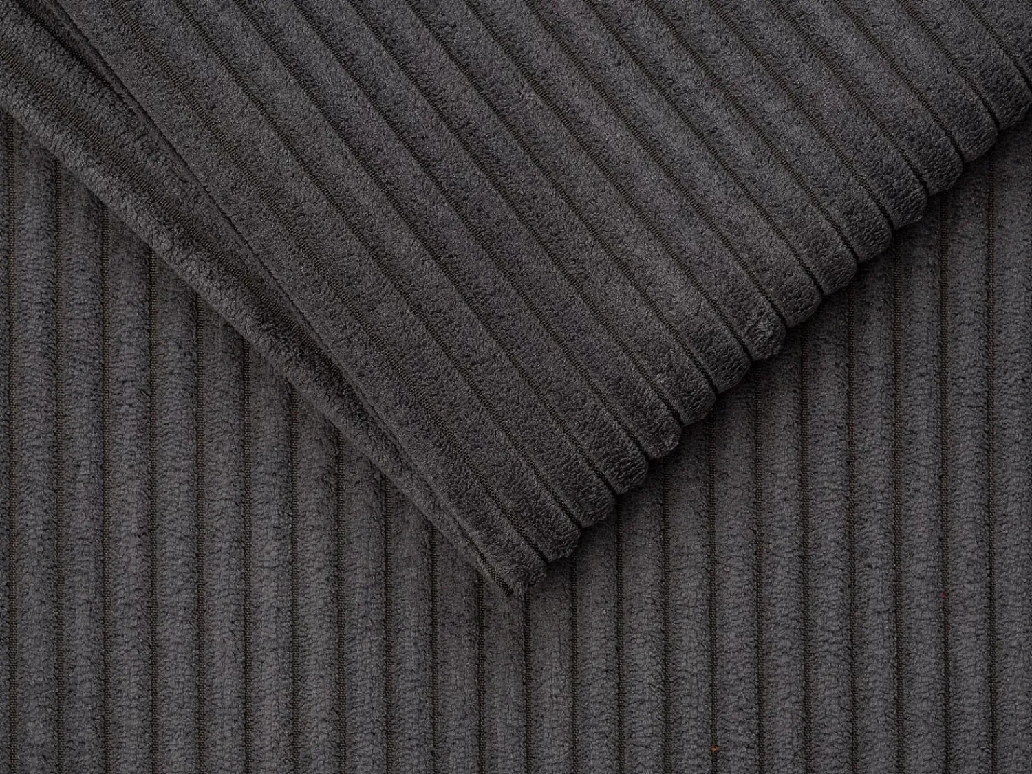 Sofá*Vente-unique Sofá canto convert. abert. rápida veludo canelado antracite, cama ripas largas 160cm VIZIR Cinza antracite