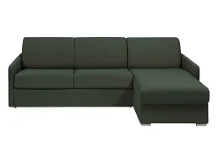 Vente-unique Sofá canto convert. abert. Ráp. tecido , cama ripas largas 140cm e colchão 18cm^ Sofá