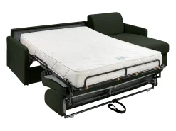 Vente-unique Sofá canto convert. abert. Ráp. tecido , cama ripas largas 140cm e colchão 18cm^ Sofá