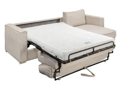 Vente-unique Sofá canto convert. abert. ráp. veludo canelado cama ripas largas 160cm 14cm^ Sofá