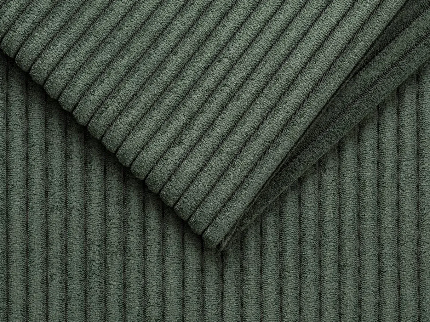 Best Vente-unique Sofá canto convert. abert. ráp. veludo canelado verde, cama ripas largas 140cm LORETO Verde pinho