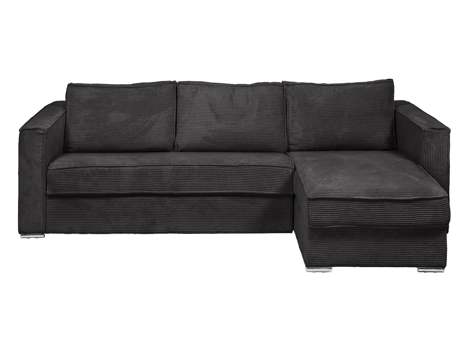 Vente-unique Sofá canto convert. abert. ráp. veludo canel. cama 160cm esp. 18cm LORETO^ Sofá