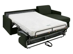 Clearance Vente-unique Sofá canto convertível abert. rápida tecido , cama 140cm e colchão 14cm CALIFE Verde pinho