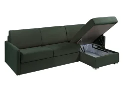 Vente-unique Sofá canto convertível abert. rápida tecido , cama 160cm e colchão 18cm CALIFE^ Sofá