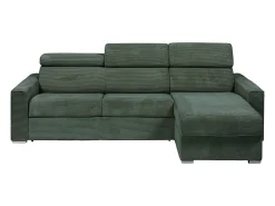 Vente-unique Sofá canto convertível abert. rápida veludo canelado , cama ripas largas 160cm VIZIR^ Sofá
