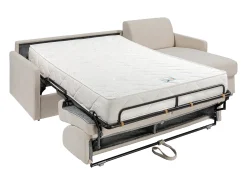 Sofá*Vente-unique Sofá canto convertível abertura rápida tecido , cama ripas largas 140cm e colchão 22cm Bege