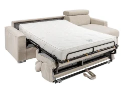 Sofá*Vente-unique Sofá canto convertível abert. rápida veludo canelado , cama ripas largas 140cm VIZIR Bege