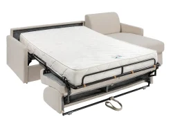 Sofá*Vente-unique Sofá canto convertível abertura rápida tecido , cama ripas largas 160cm e colchão 18cm Bege