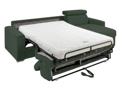 Sofá|Vente-unique Sofá canto convertível abert. rápida veludo canelado , cama ripas largas 160cm VIZIR Verde