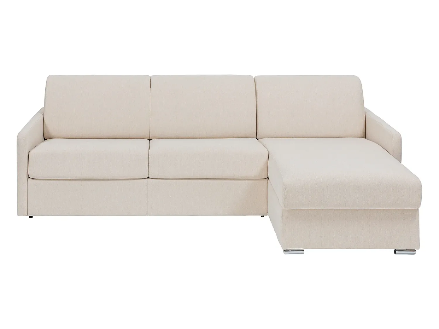 Sofá|Vente-unique Sofá canto convertível abertura rápida tecido , cama ripas largas 160cm e colchão 22cm Bege