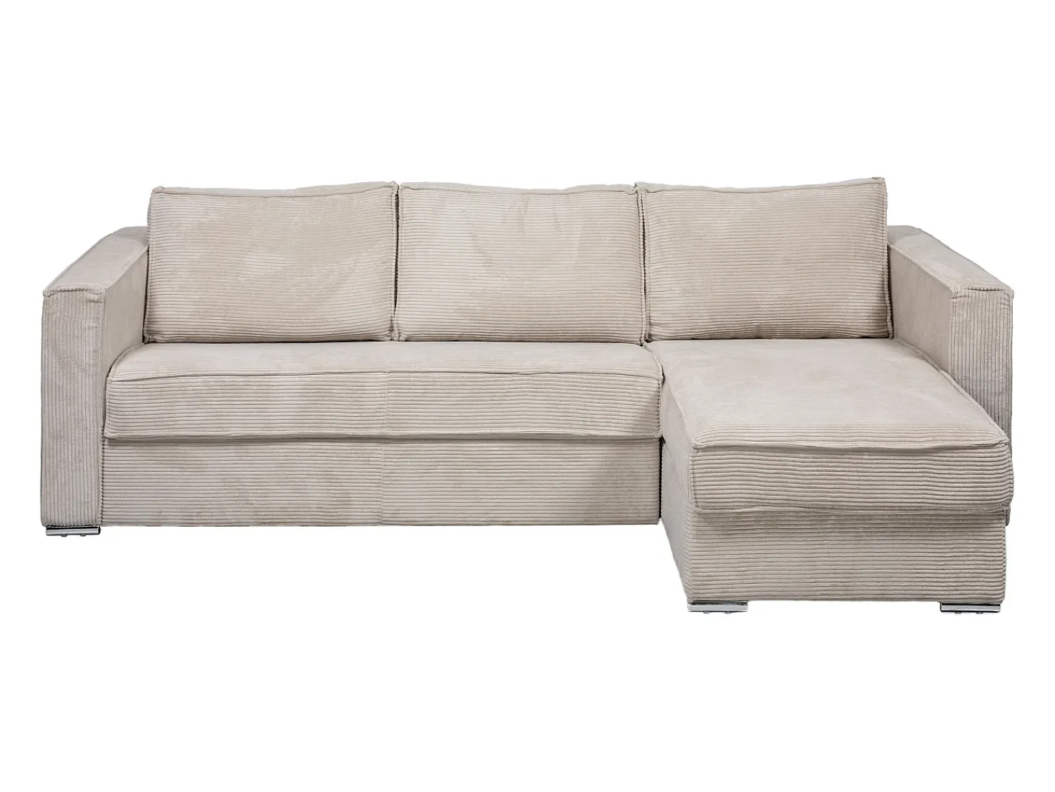 Discount Vente-unique Sofá canto convertível abertura rápida veludo canelado cama ripas largas 140cm LORETO Bege
