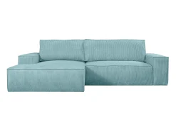 Sale Vente-unique Sofá canto esquerdo convertível em veludo canelado azul-turquesa - AMELIA de PASCAL MORABITO Azul turquesa