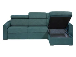 Vente-unique Sofá canto reversível convertível abert. rápida tecido bege, cama 160 cm, esp. 14 cm VIZIR^ Sofá