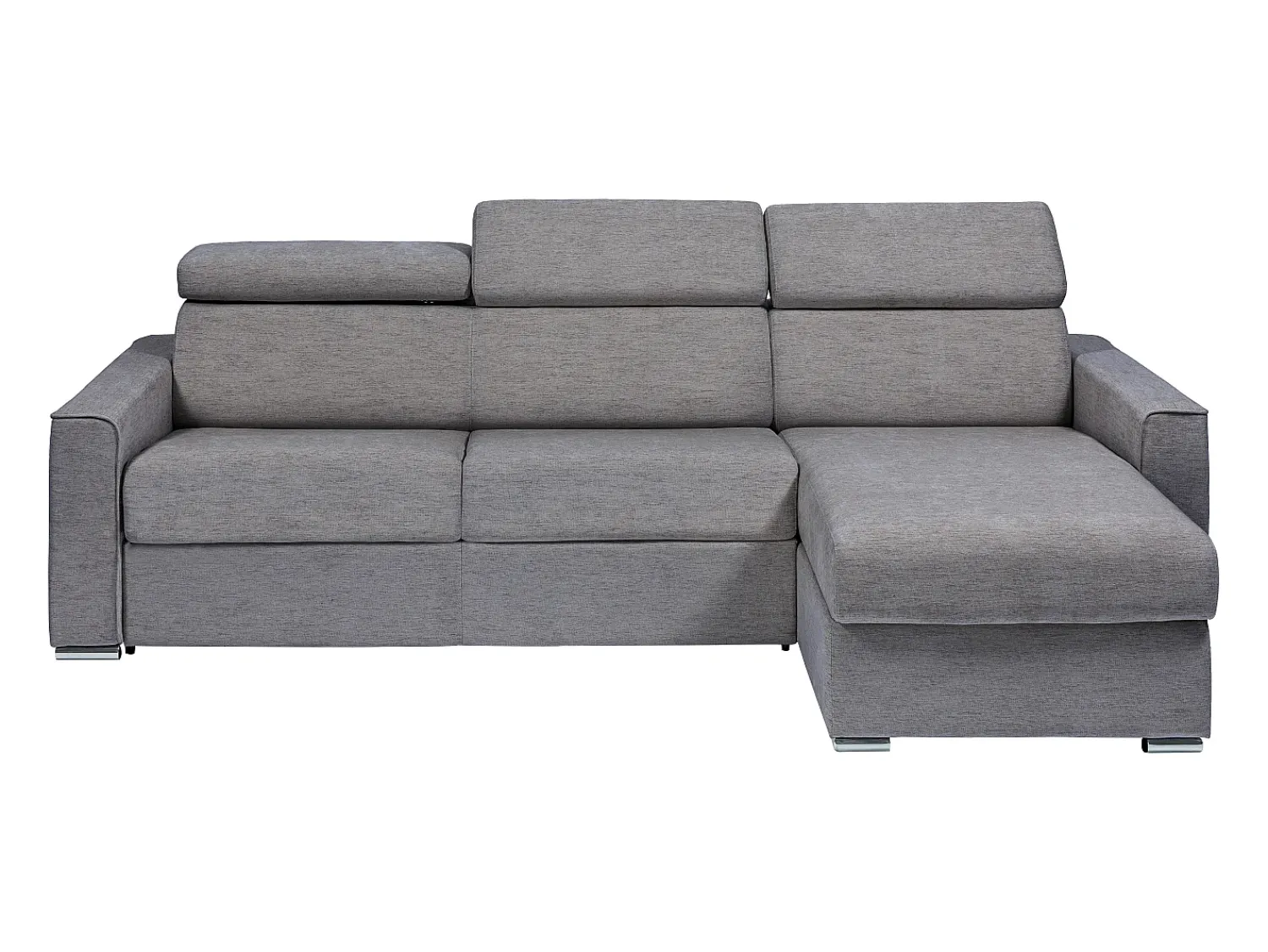 Vente-unique Sofá canto reversível convertível abert. rápida tecido bege, cama 140 cm, esp. 22 cm VIZIR Cinza antracite