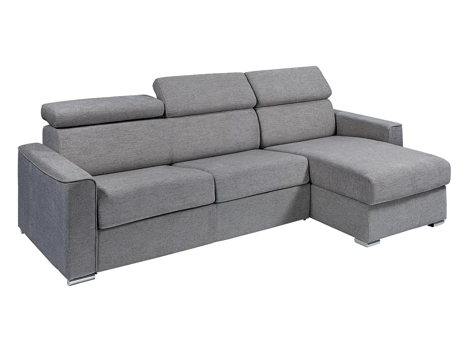 Vente-unique Sofá canto reversível convertível abert. rápida tecido bege, cama 140 cm, esp. 22 cm VIZIR Cinza antracite