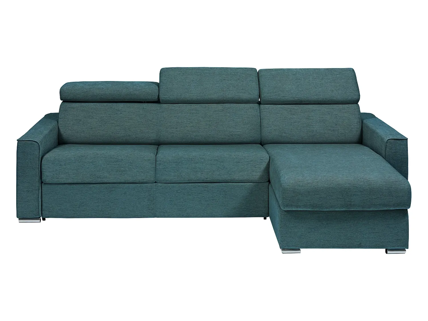 Sofá|Vente-unique Sofá canto reversível convert. abert. rápida tecido bege ripas largas 160cm E.14cm VIZIR Azul