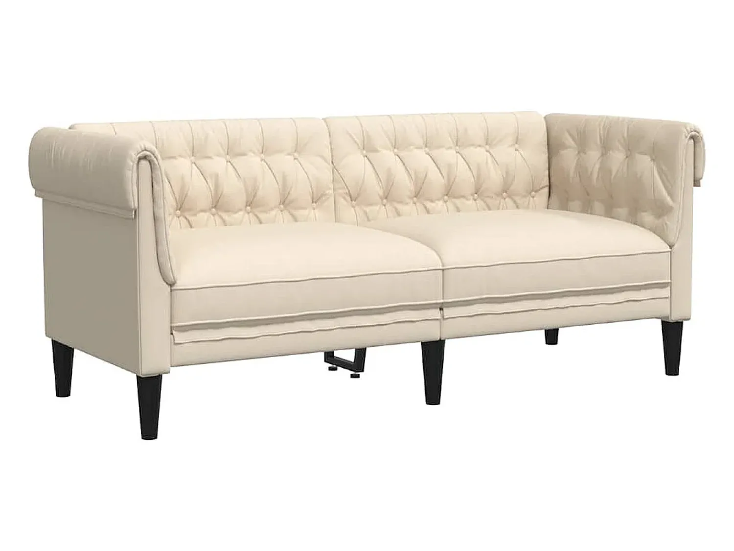 New vidaxl Sofá chesterfield 2 lugares linho Creme
