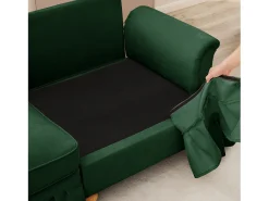 DripeX Sofá chesterfield 2 lugares em felpudo - com puff e 2 almofadas - saia removível - 194x140x93cm^ Sofá