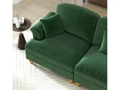 DripeX Sofá chesterfield 2 lugares em felpudo - com puff e 2 almofadas - saia removível - 194x140x93cm^ Sofá