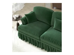 DripeX Sofá chesterfield 2 lugares em felpudo - com 2 puffs e 2 almofadas - saia removível - 194x140x93cm^ Sofá