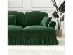 DripeX Sofá chesterfield 2 lugares em felpudo - com 2 puffs e 2 almofadas - saia removível - 194x140x93cm^ Sofá